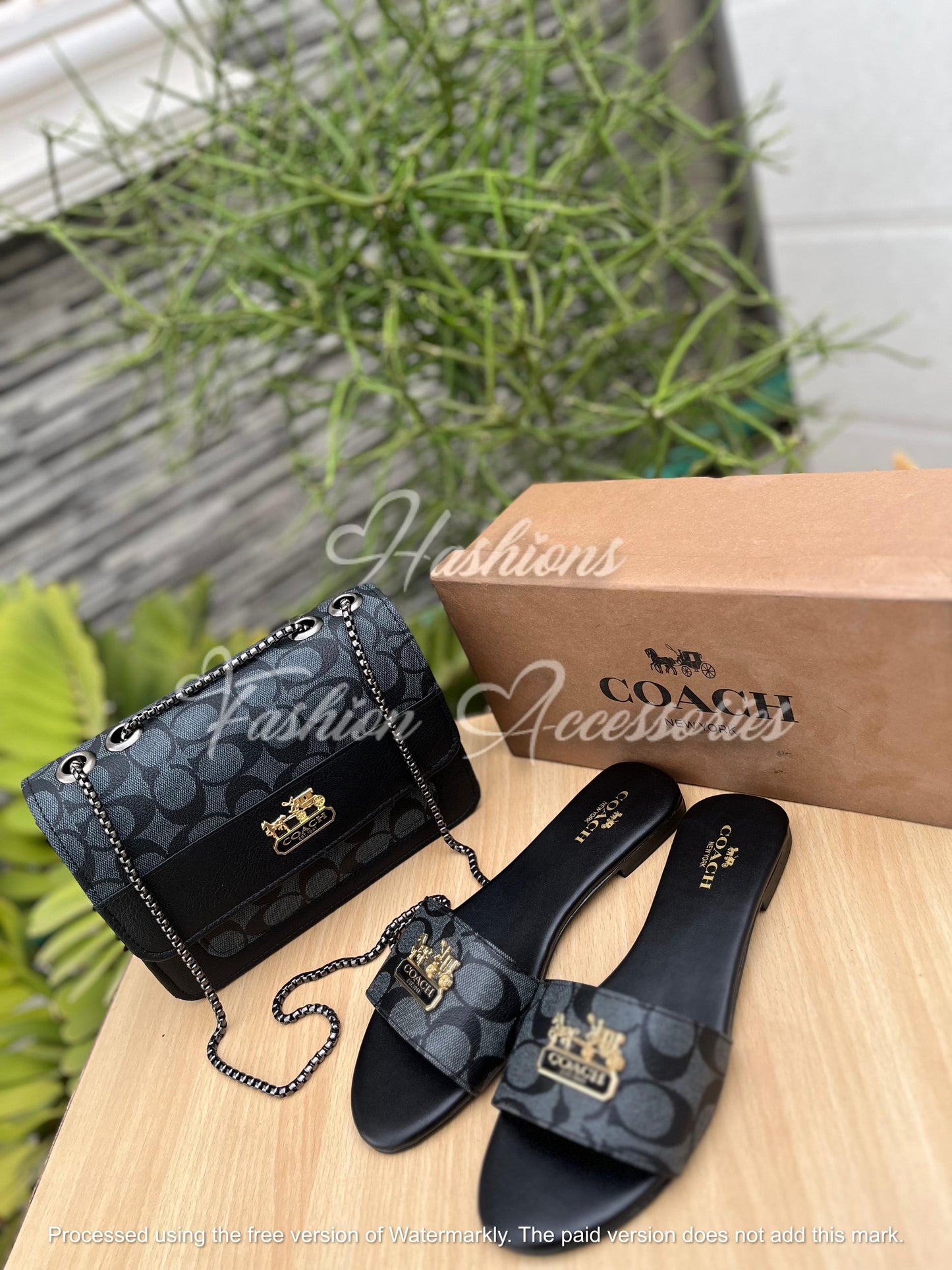 Coach Noir Monogram – Crossbody & Slide Combo