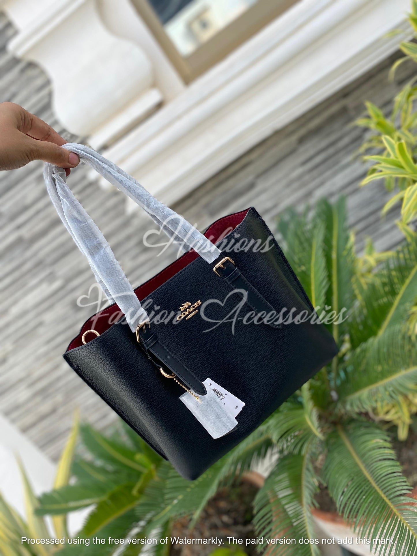 Coach Midnight Black Tote – with Luxe Red Interior