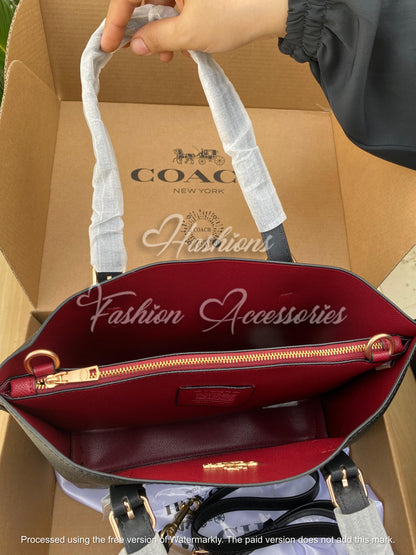 Coach Midnight Black Tote – with Luxe Red Interior