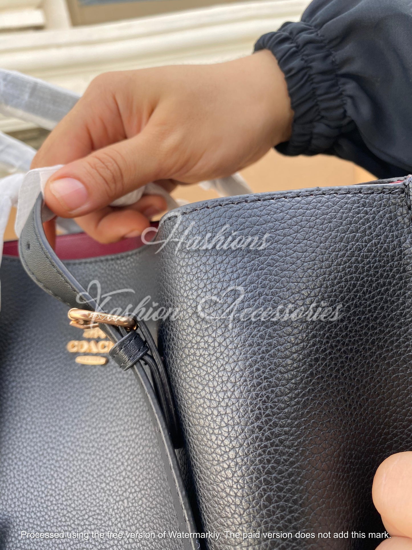 Coach Midnight Black Tote – with Luxe Red Interior