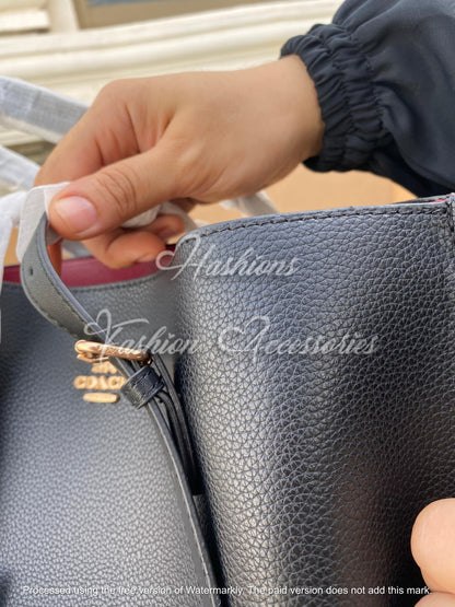 Coach Midnight Black Tote – with Luxe Red Interior