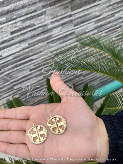 Tory Burch Crystal Gold Hoops