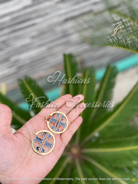 Tory Burch Black & Gold Hoops
