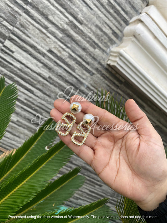 Valentino Pearl & Crystal Drop Earrings