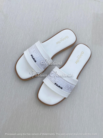 CD Embroidered Flats