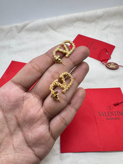 Gold-Plated Pearl Embellished Stud Earrings | Elegant Statement Jewellery for Women