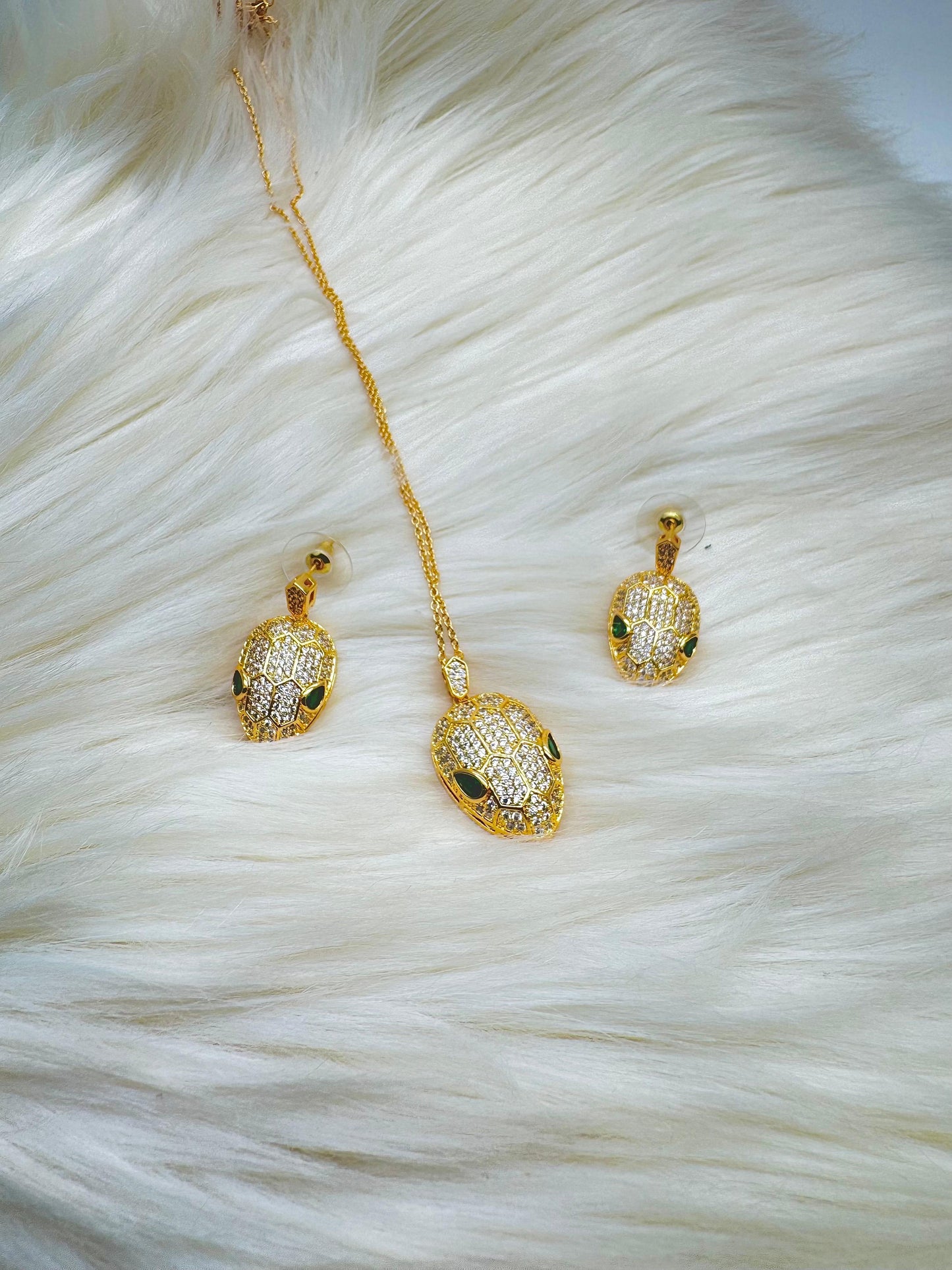 Luxury Snake Design Necklace and Earrings Set | Gold & Silver Crystal Jewellery for Women