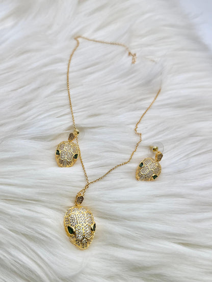 Luxury Snake Design Necklace and Earrings Set | Gold & Silver Crystal Jewellery for Women