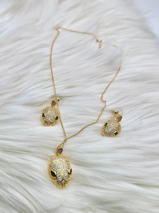 Luxury Snake Design Necklace and Earrings Set | Gold & Silver Crystal Jewellery for Women