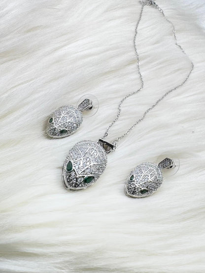 Luxury Snake Design Necklace and Earrings Set | Gold & Silver Crystal Jewellery for Women
