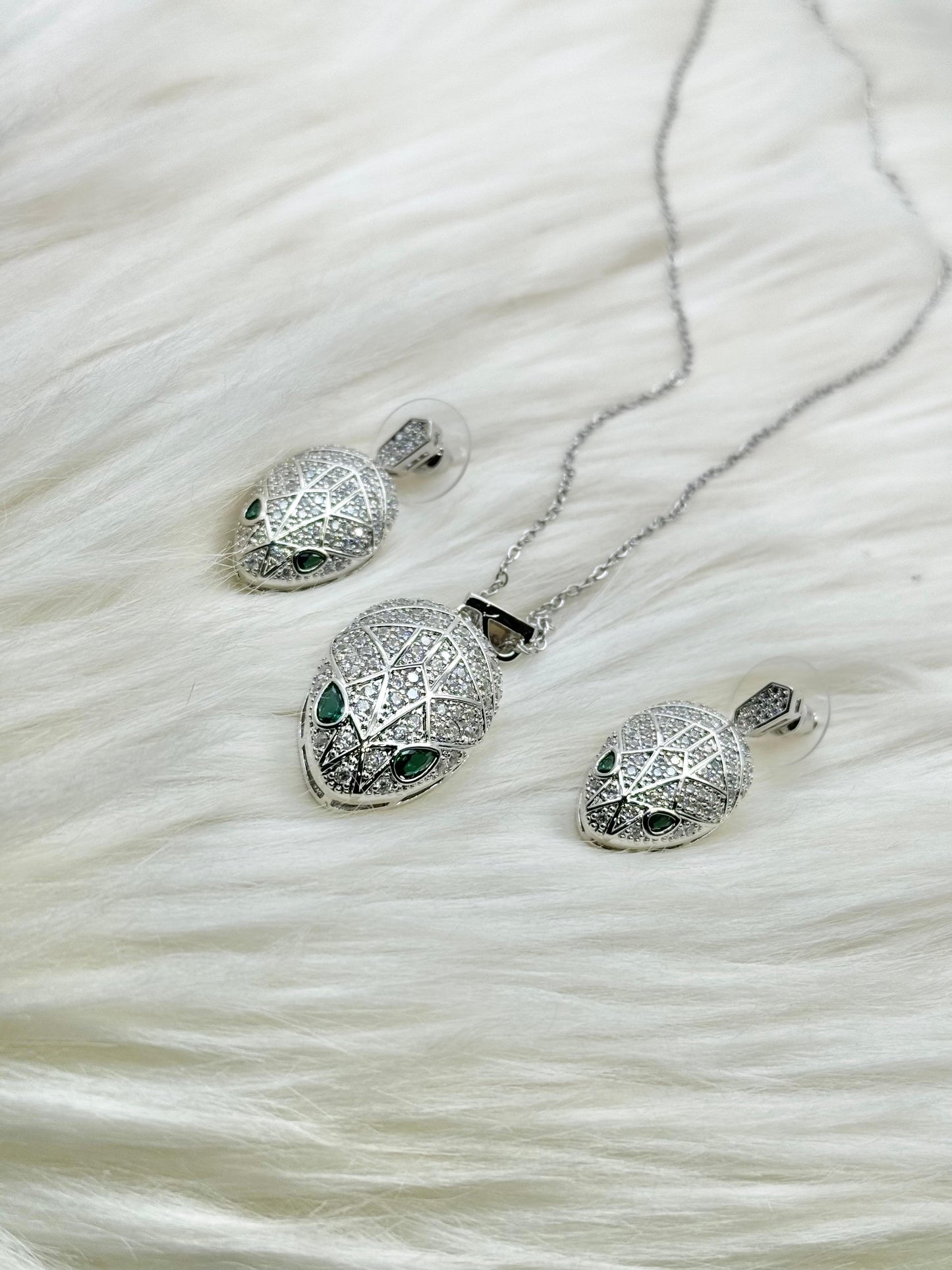 Luxury Snake Design Necklace and Earrings Set | Gold & Silver Crystal Jewellery for Women