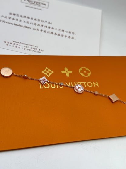 Rose Gold Enamel Clover Charm Bracelet | Minimal Luxury Chain for Women