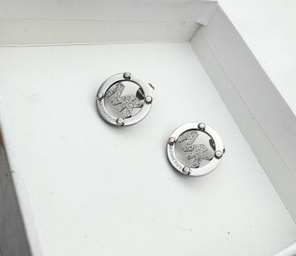 Round Crystal Accent Stud Earrings | Luxury Gold & Silver Statement Jewellery