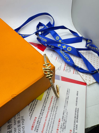 Gold Crystal Bangle | Luxury Adjustable Bangle for Women