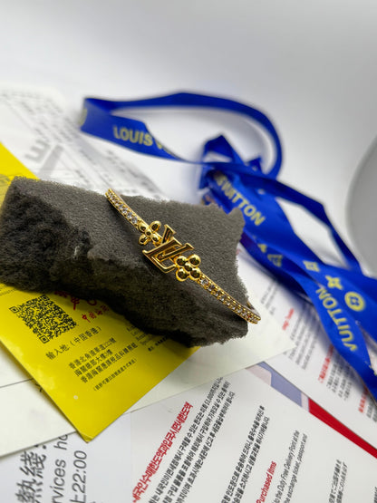 Gold Crystal Bangle | Luxury Adjustable Bangle for Women