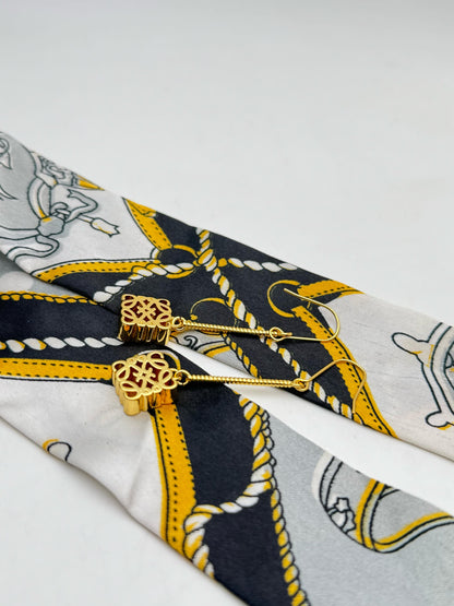 Gold Filigree Drop Earrings | Elegant Long Dangle Earrings for Women