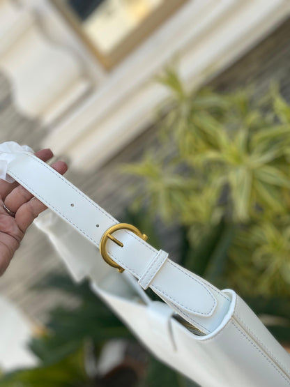 Luxury Glossy Shoulder Bag – Structured Design with Gold Buckle