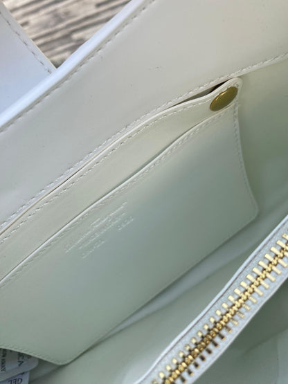 Luxury Glossy Shoulder Bag – Structured Design with Gold Buckle