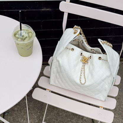 Quilted Chain Bucket Bag – Luxury Drawstring Shoulder Bag