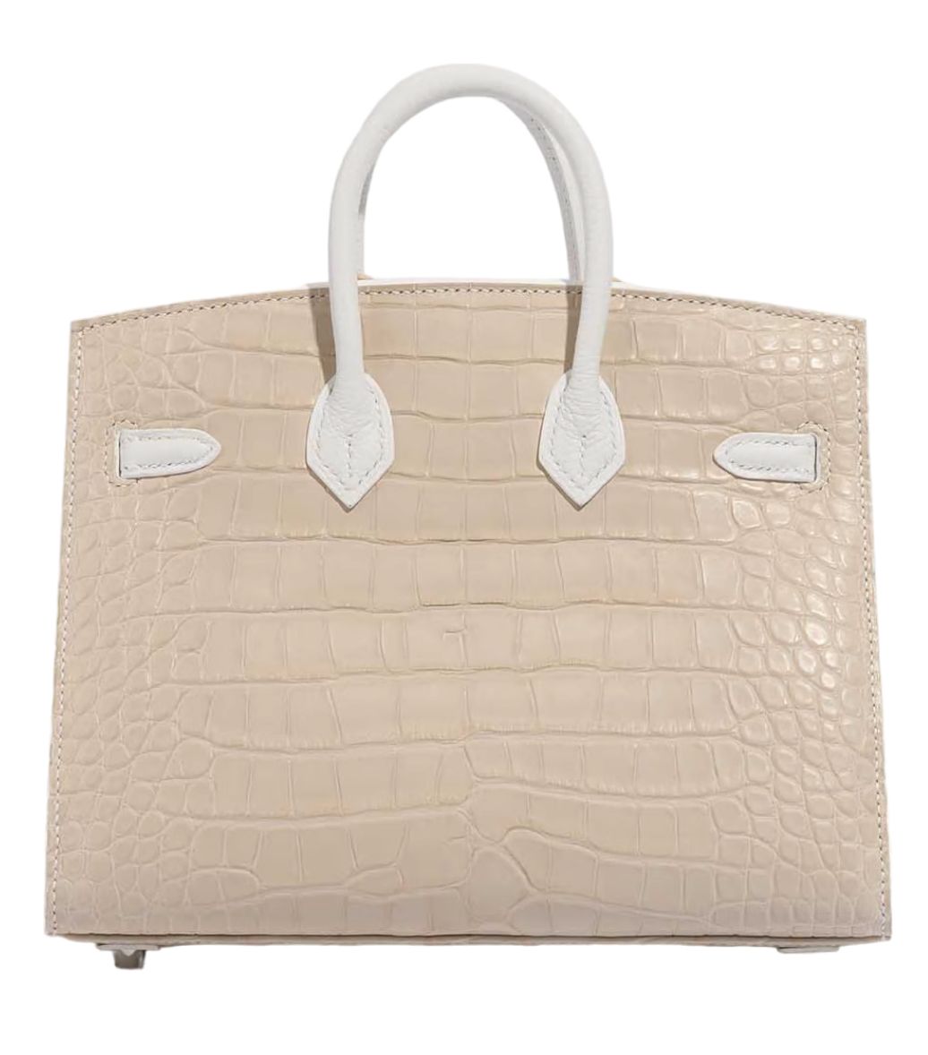 Architectural Top-Handle Tote – Croc-Embossed Cream/Beige, Window Appliqué, Structured Medium Bag
