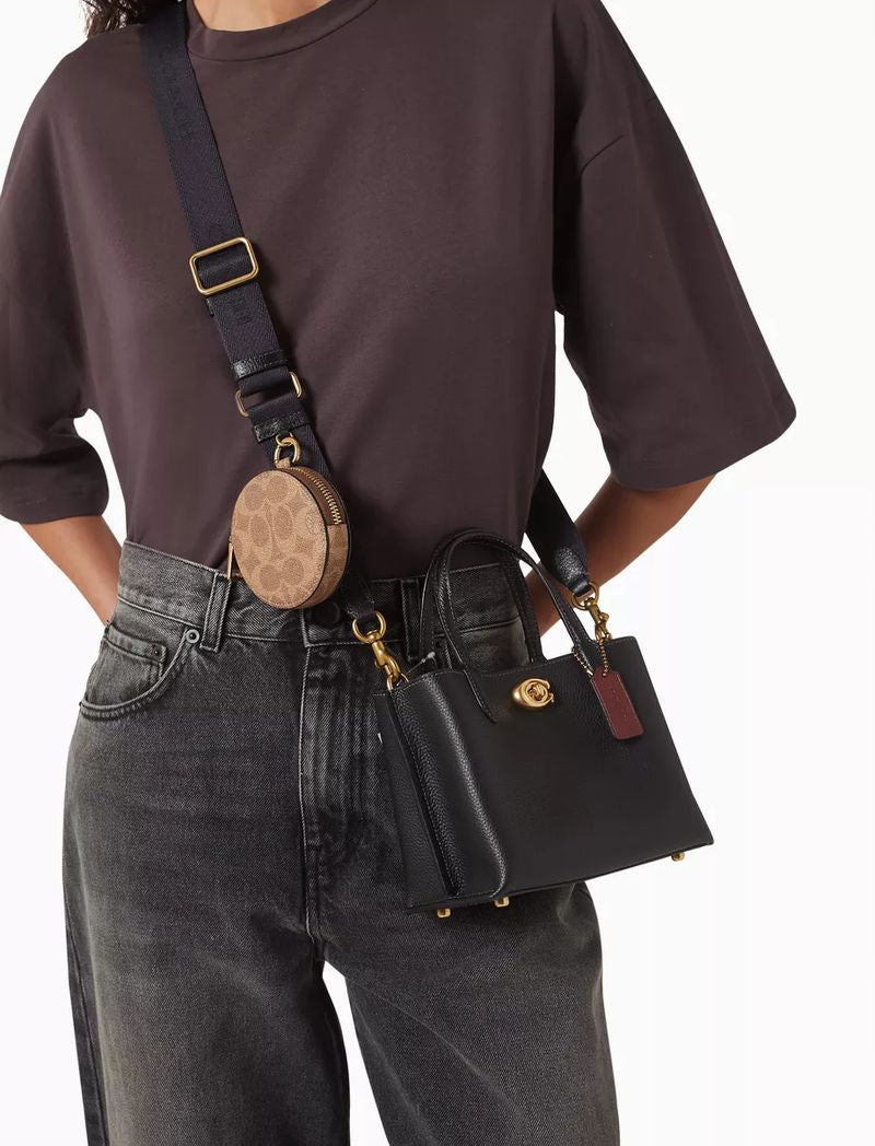 Mini Top-Handle Satchel in Black – Pebble-Texture, Turn-Lock, Detachable Crossbody