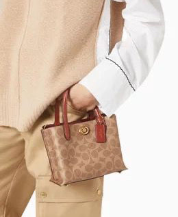 Mini Monogram Top-Handle Satchel – Brown Canvas, Turn-Lock, Detachable Crossbody