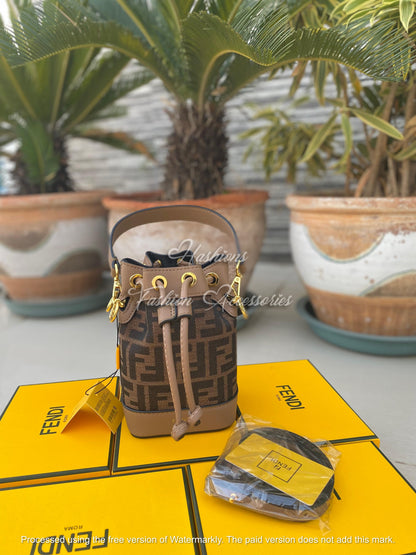 Mini Patterned Drawstring Bucket Bag | Designer Crossbody