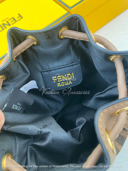 Mini Patterned Drawstring Bucket Bag | Designer Crossbody