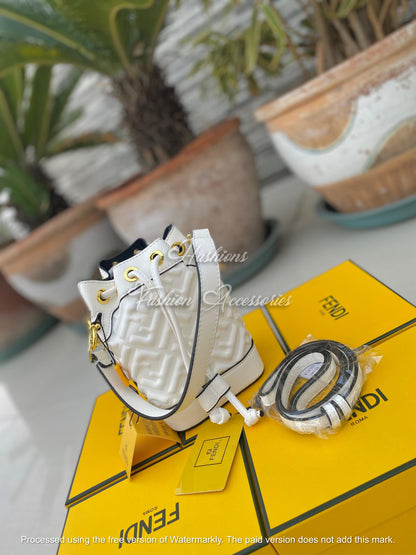 Mini Patterned Drawstring Bucket Bag | Designer Crossbody