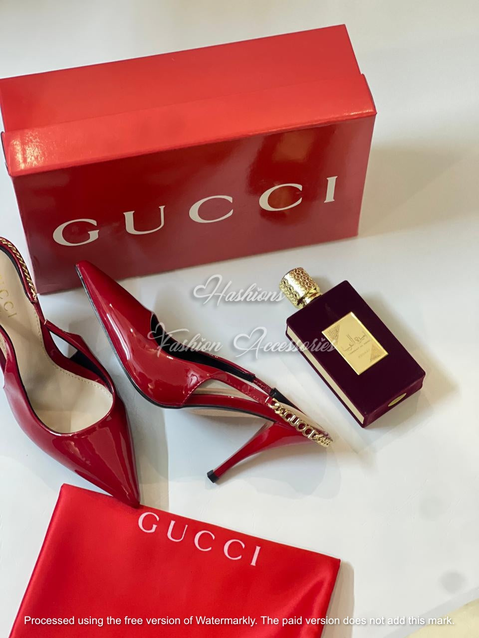 Chain-Back Patent Heels – Women’s Luxury Pointed Toe Pumps (Red & Black)