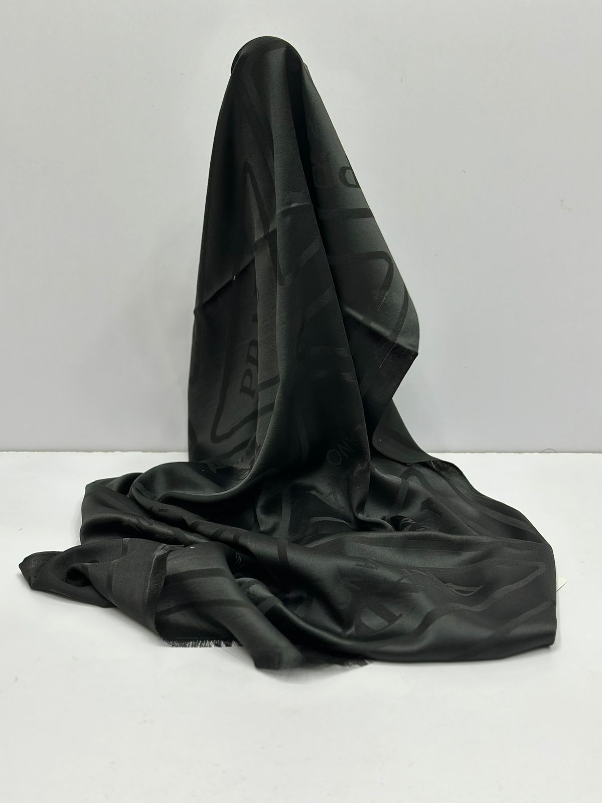 Premium Monogram Silk Scarf for Women – Luxury Soft Satin Wrap