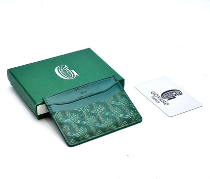 Luxury Style Slim Cardholder Wallet | Coated Canvas & Leather Texture | Minimalist 5-Slot Credit Card Case for Men & Women - Chevron Pattern