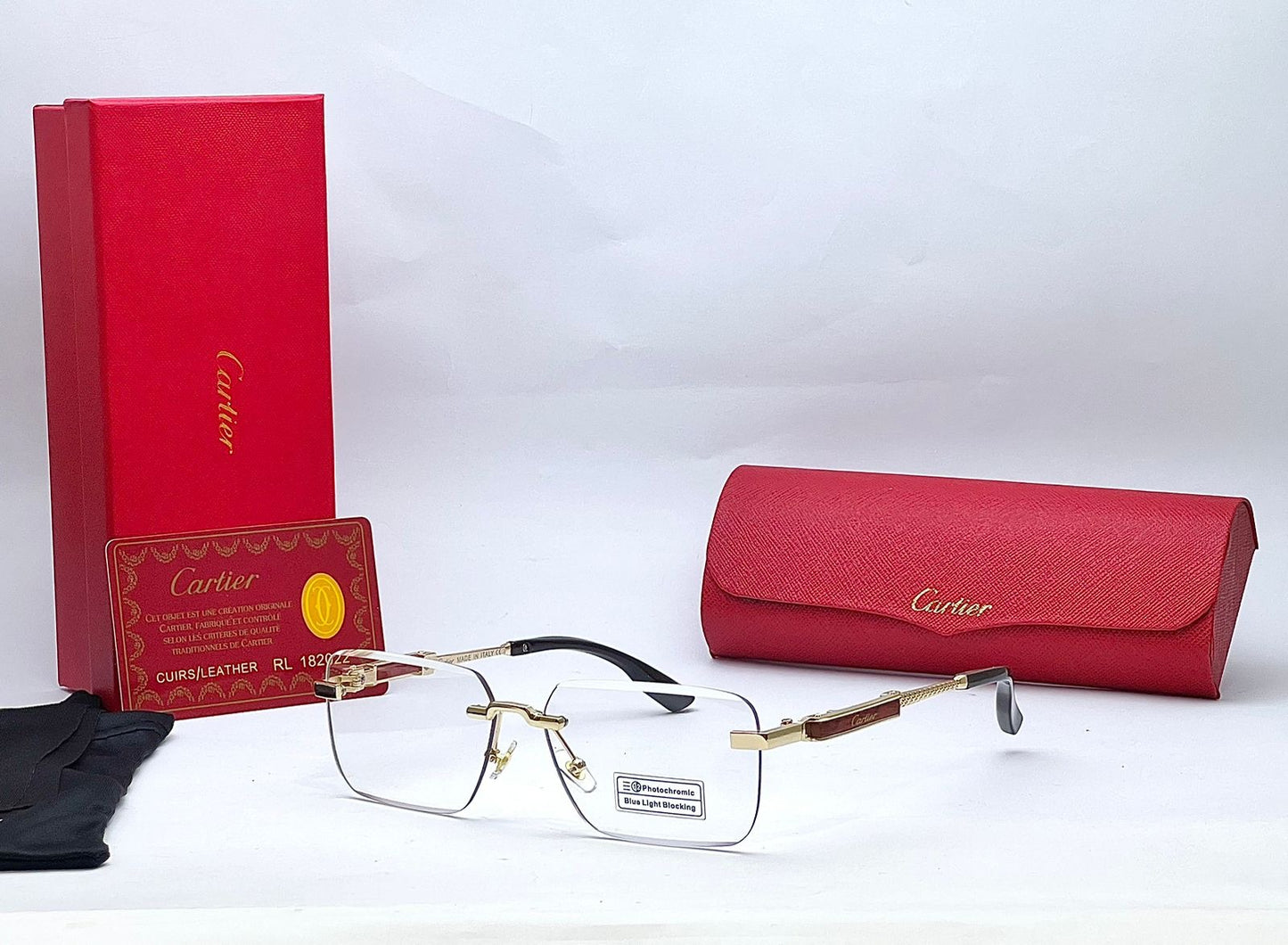 Rimless Rectangle Sunglasses for Men & Women – UV Protection, Blue Light Blocking, Luxury Metal Frame