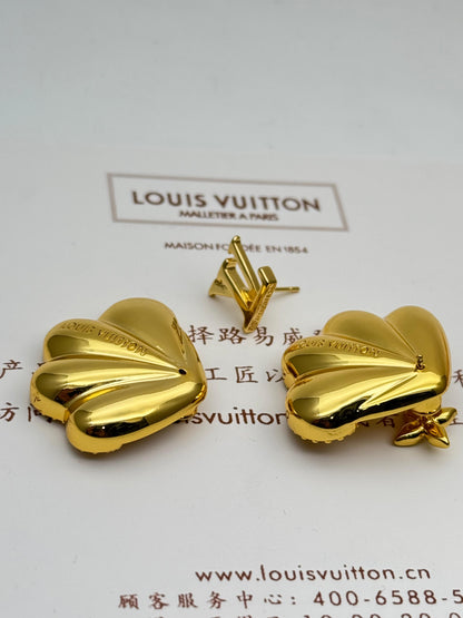 Gold-Tone Sculpted Heart Stud Earrings for Women | Minimal Luxury Statement Jewelry