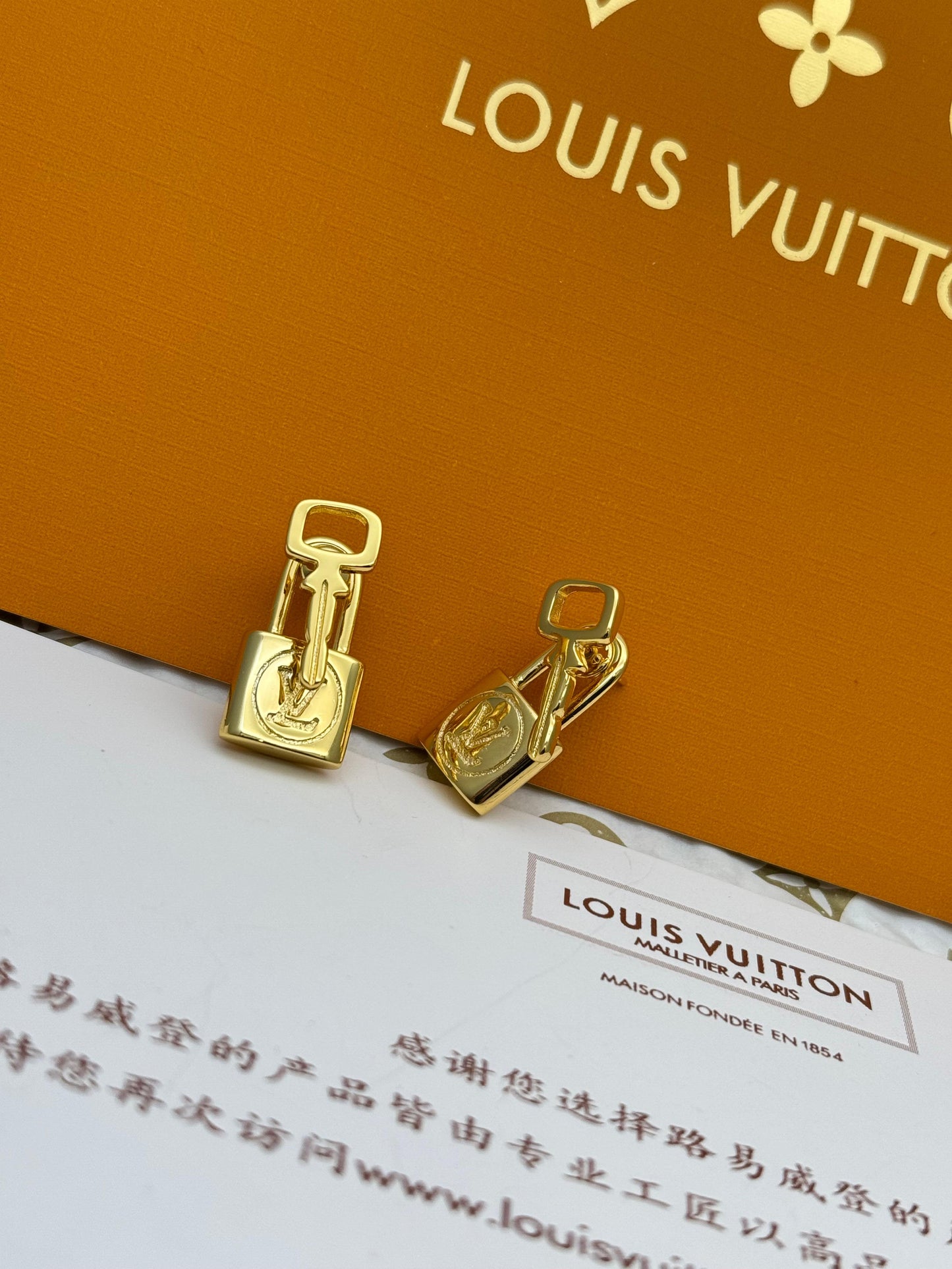 Gold-Tone Lock & Key Stud Earrings for Women | Minimal Statement Jewelry