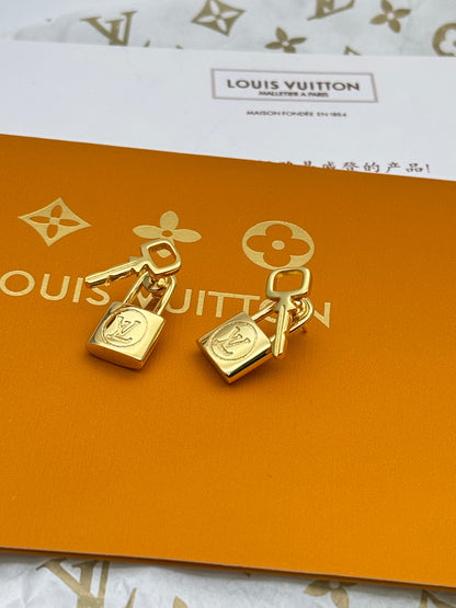Gold-Tone Lock & Key Stud Earrings for Women | Minimal Statement Jewelry
