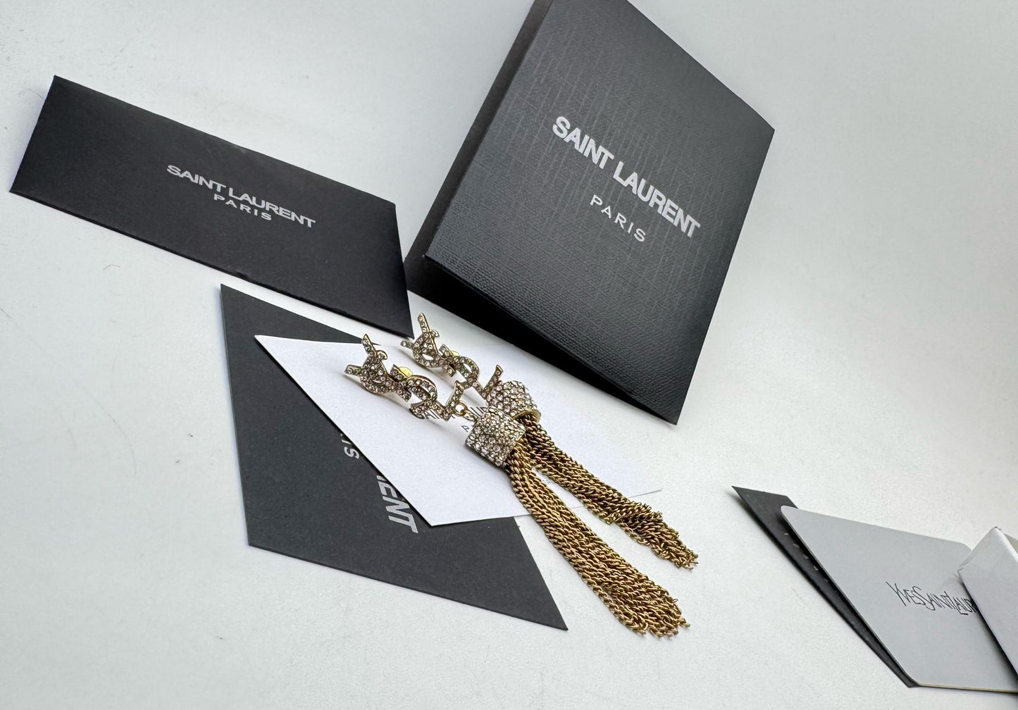 Gold Crystal Tassel Drop Earrings for Women – Statement Chain Dangle Earrings