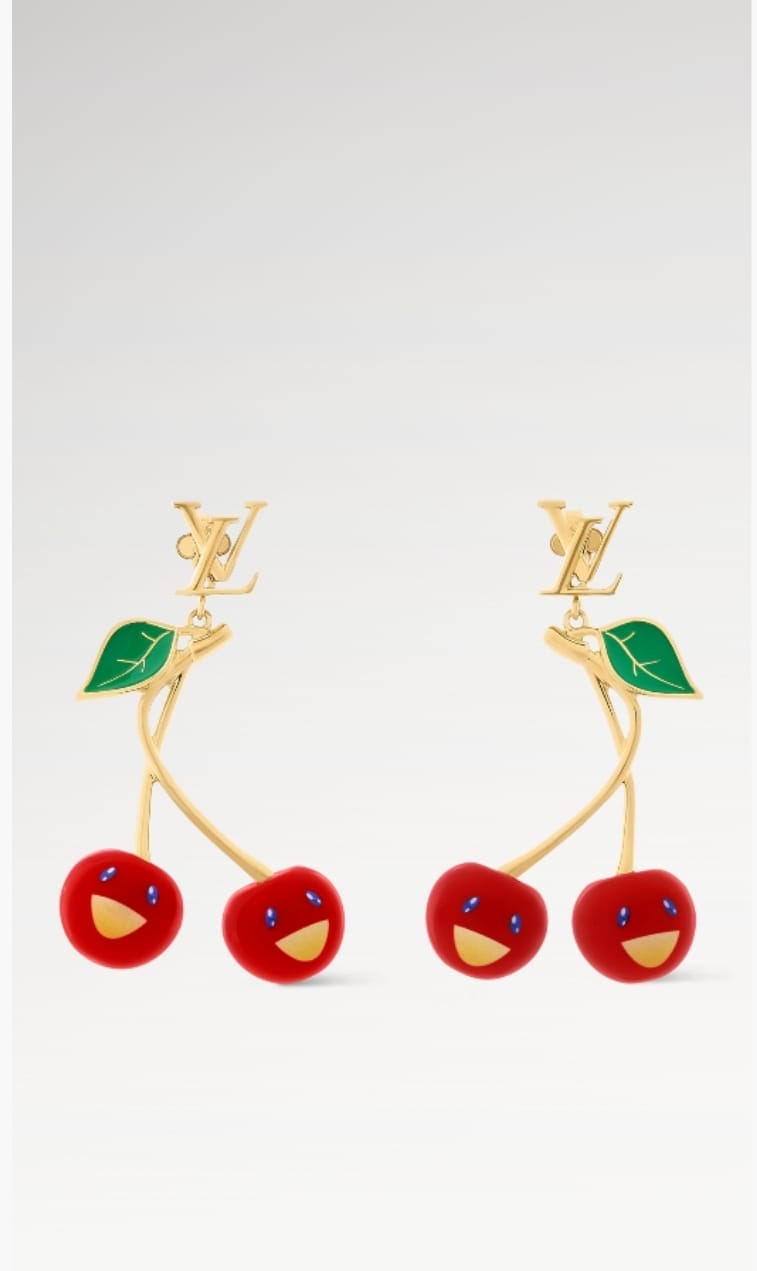 Cherry Drop Earrings for Women – Gold Tone Statement Earrings with Red Cherry Charms