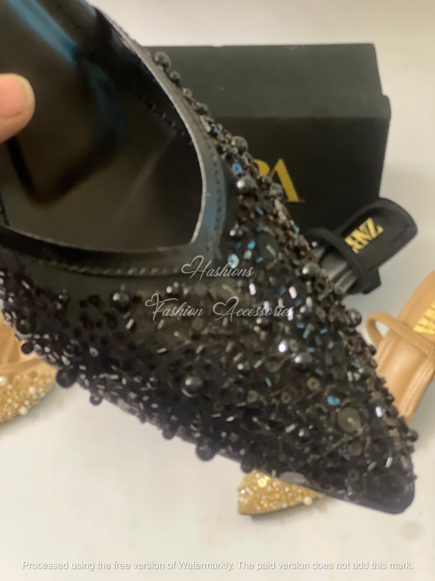 Sequin & Pearl Embellished Pointed Toe Mules | Braided Strap Kitten Heel Slides (Available in Black & Nude)