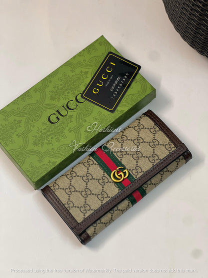 Premium Monogram Long Wallet & Card Holder – Slim Fold Wallet with Multiple Card Slots