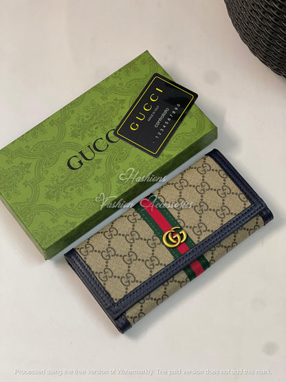 Premium Monogram Long Wallet & Card Holder – Slim Fold Wallet with Multiple Card Slots