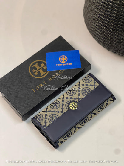 Premium Patterned Long Wallet for Women – Slim Fold Card Holder with Secure Snap Closure