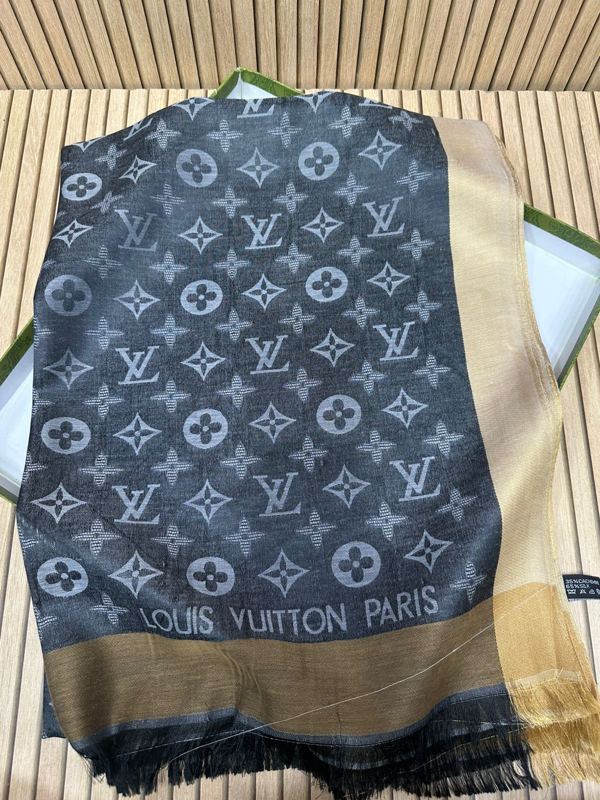 Luxury Silk Blend Scarf for Women – Soft Monogram Pattern Silk Scarf with Elegant Border