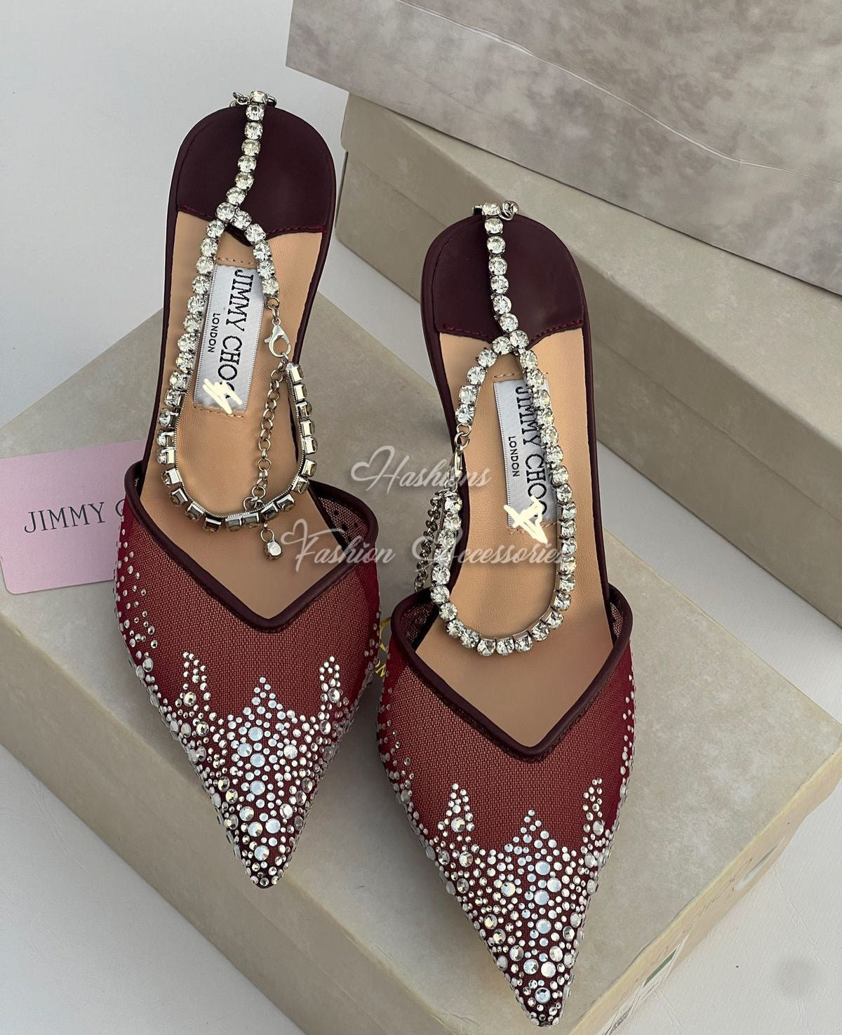 Crystal Embellished Mesh Mules with Jeweled Strap – Pointed Toe Evening Heels
