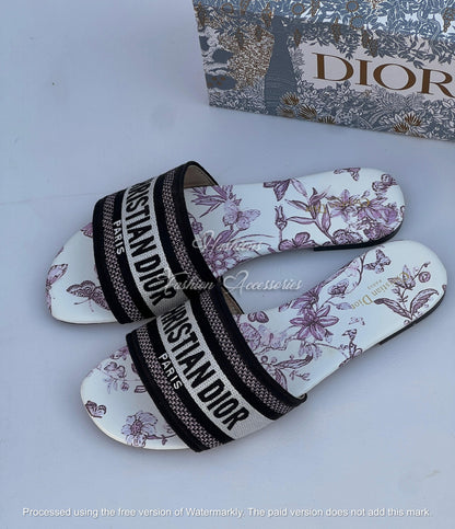 Premium Embroidered Floral Slides – Handcrafted Designer Flat Sandals for Women