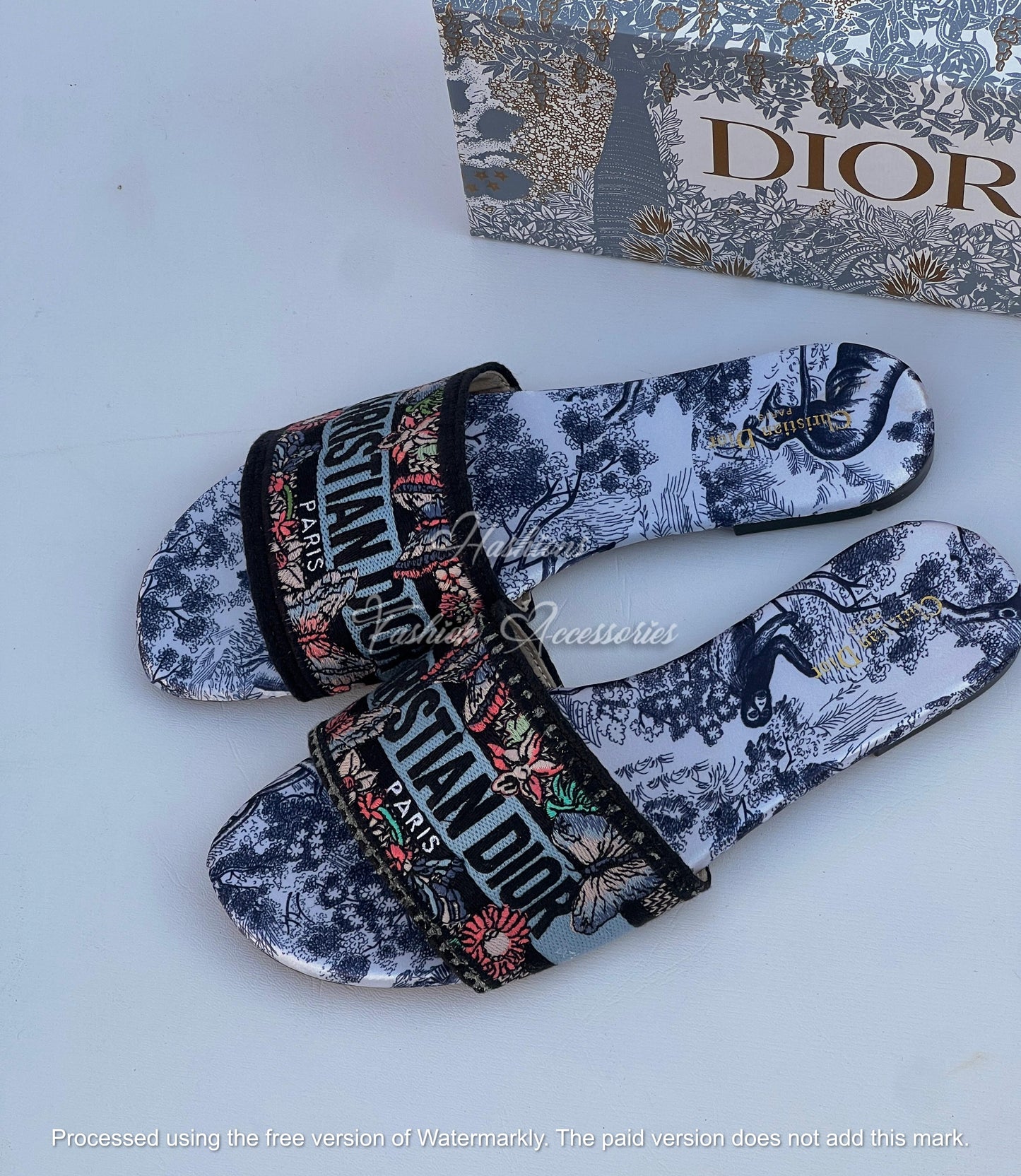 Premium Embroidered Floral Slides – Handcrafted Designer Flat Sandals for Women