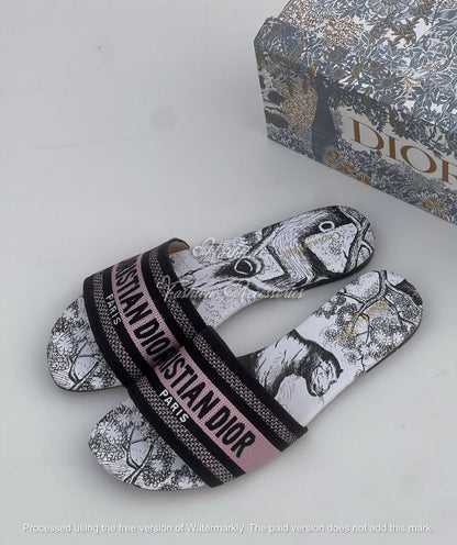 Premium Embroidered Floral Slides – Handcrafted Designer Flat Sandals for Women