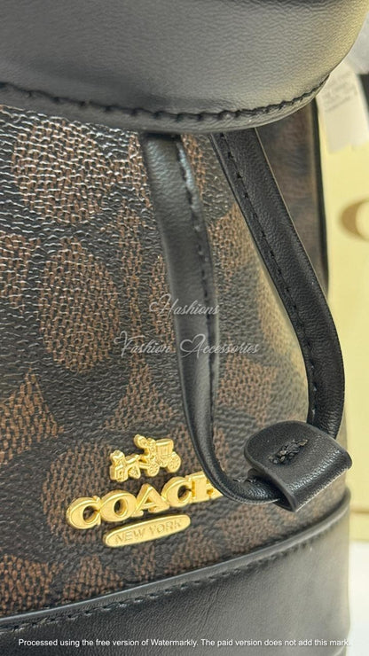 Monogram Leather Bucket Bag - Designer Style Drawstring Purse