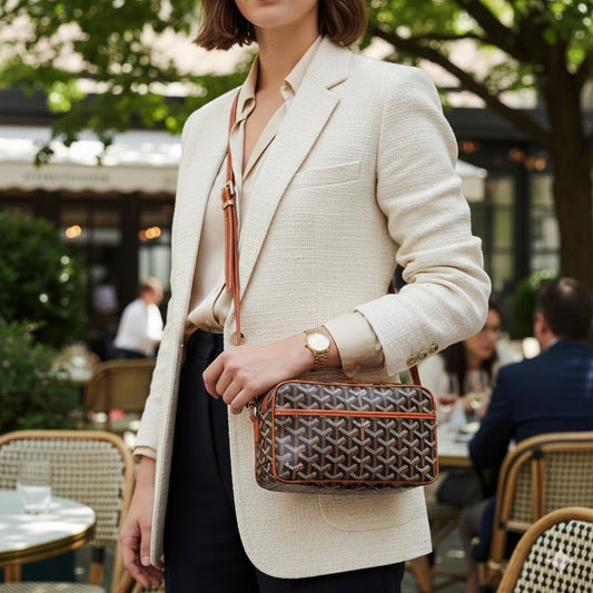 Geometric Print Compact Camera Bag - Crossbody Purse for Women