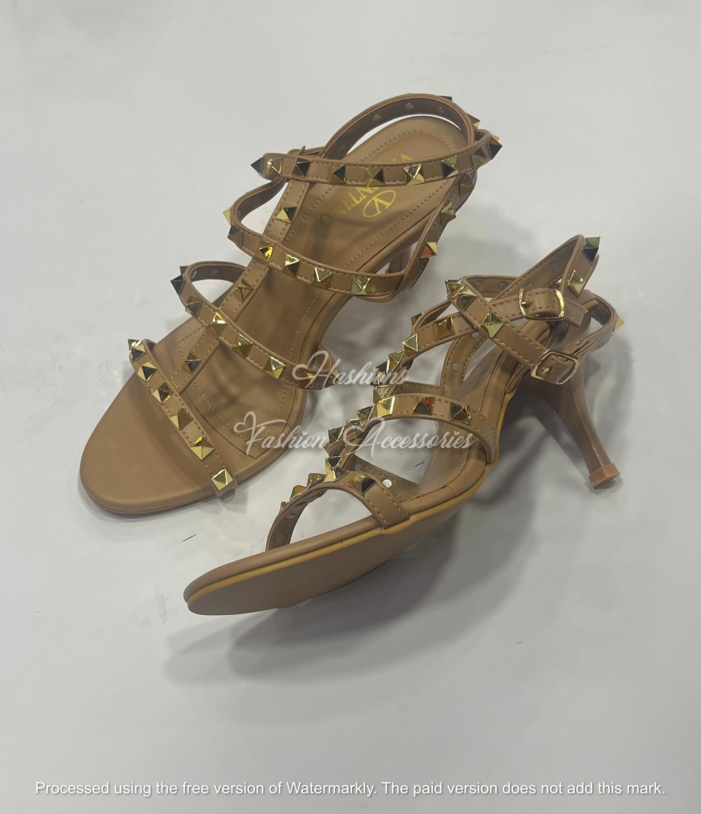 Studded Multi-Strap Kitten Heels – Pointed Toe Strappy Sandals